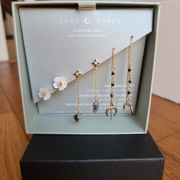 Luna Norte Jewelry - Luna Norte Earrings Set 14K Gold Plated Brass
